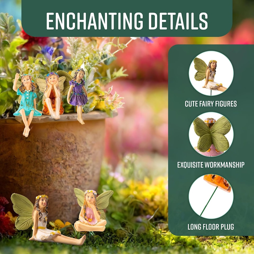 image 1 of GloBrite Set of 6 Mini Fairy Garden Ornaments Outdoor Decor