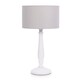 image 1 of ValueLights Victoria White Wood Table Lamp Grey Shade and Bulb