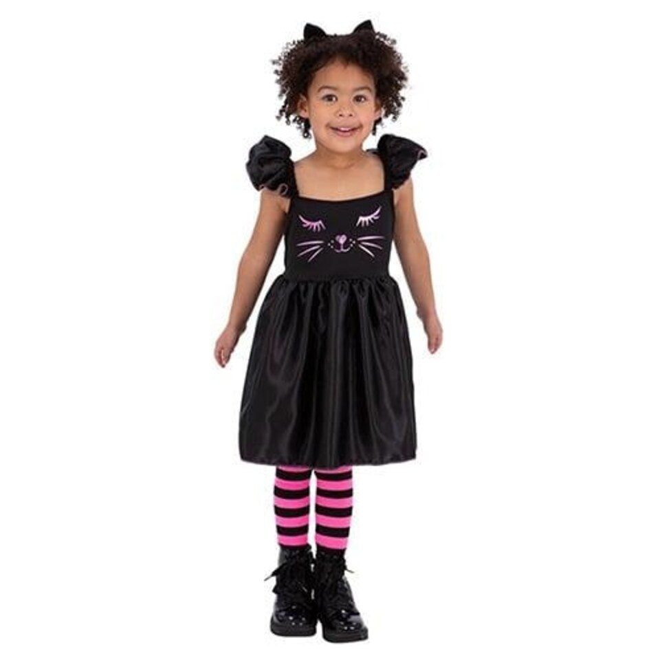 image 1 of Black Cat Dress Girls Fancy Dress Costume Kids Small - Age 4-6