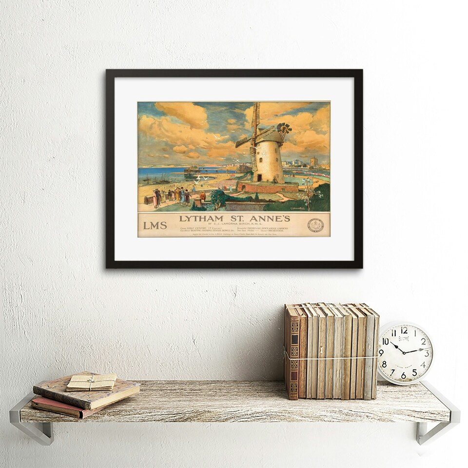 image 1 of England Lancashire Lytham St Annes Windmill 12x16" Framed Wall Art Print