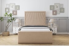 Sloomy Somerset Pebble Plush Bed Frame With Mattress With 50" Upholstered Headboard 4'6 Double