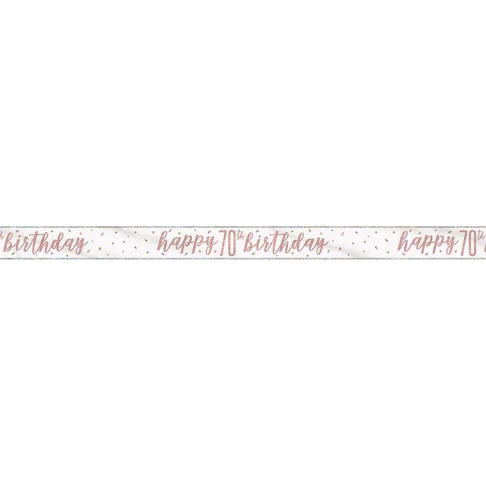 image 1 of Rose Gold Glitz Happy 70th Birthday Holographic Foil Banner 274cm