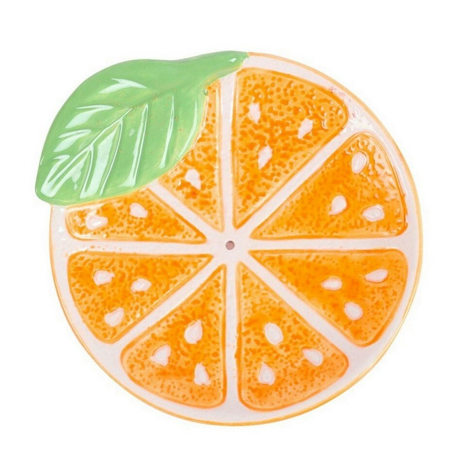 image 1 of Something Different Orange Slice Incense Holder - Orange/Green/White - One Size