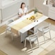 image 2 of HOMCOM Mobile Drop Leaf Dining Table Folding Desk w/ 2 Wheels White
