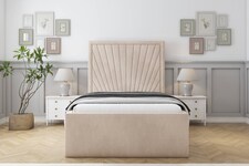 Sloomy Somerset Sand Naples Bed Frame With Mattress With 50" Upholstered Headboard 4' Small Double