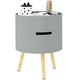 image 1 of HOMCOM 3-Tier Coffee Table, Round End Table with 2 Hidden Compartments and Detachable Tray, Side Table with Storage for Living Room, Grey | Grey
