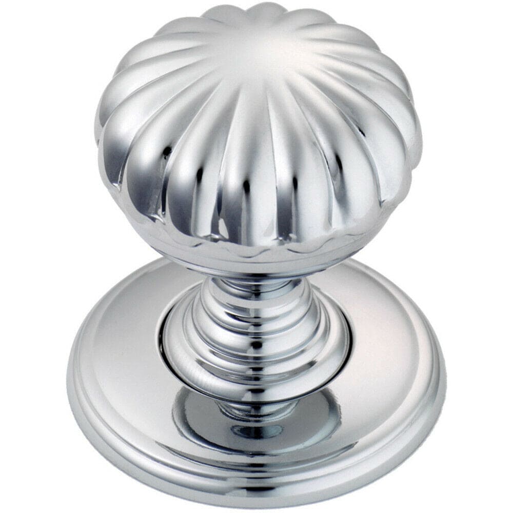 Loops Flower Design Textured Cupboard Door Knob 31mm Diameter Polished Chrome