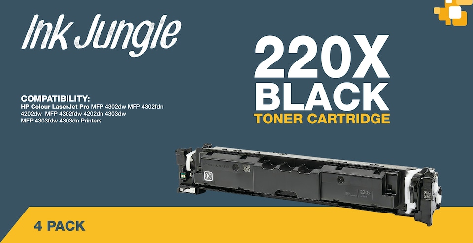 image 1 of 4x Compatible HP 220X Black Toner Cartridges | Black | XL | 4