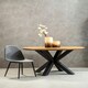 image 1 of Interiors By Premier Contemporary Wood Veneer Top Dining Table With Black Metal Legs, Elegant Dining Table, Sturdy Modern Table Black