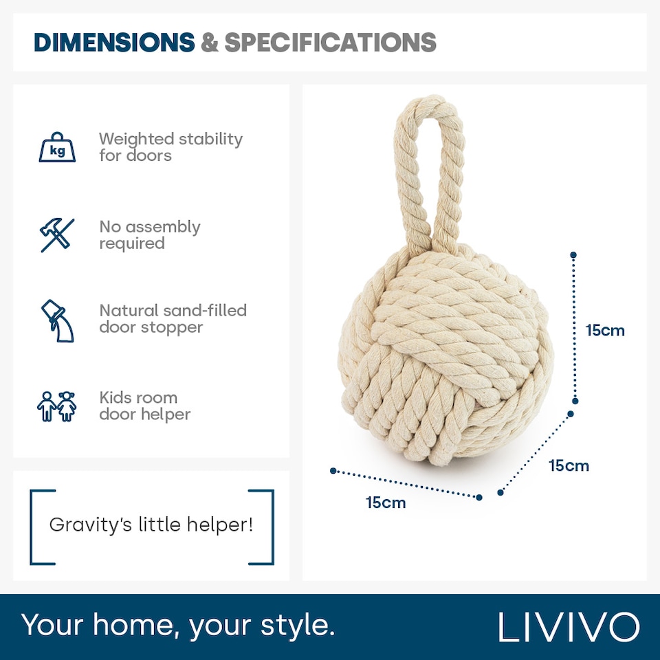 image 1 of Weighted Door Stopper Ropy Knot
