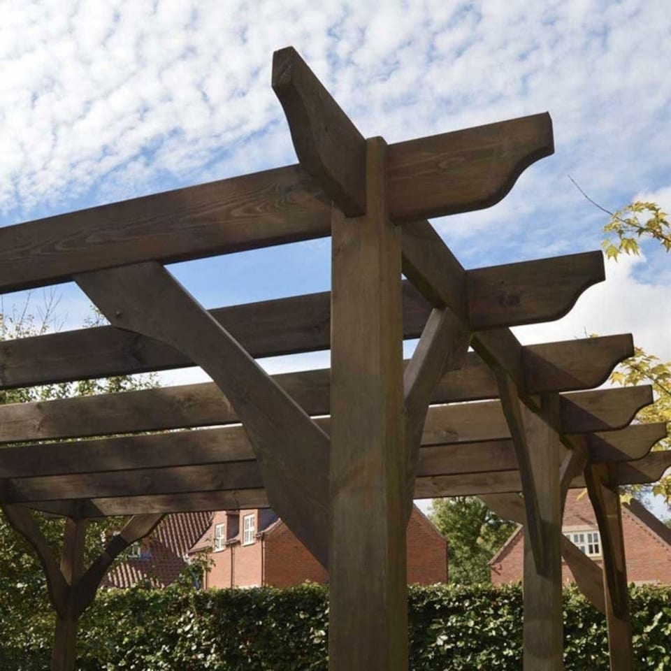 image 1 of Premium Pergola - Wood - L420 x W480 x H270 cm - Rustic Brown