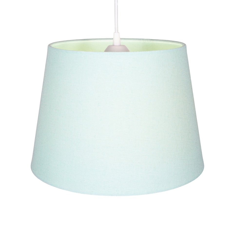 image 1 of Traditional 8 Inch Duck Egg Linen Drum Table-Pendant Lamp Shade 40w Maximum | Blue