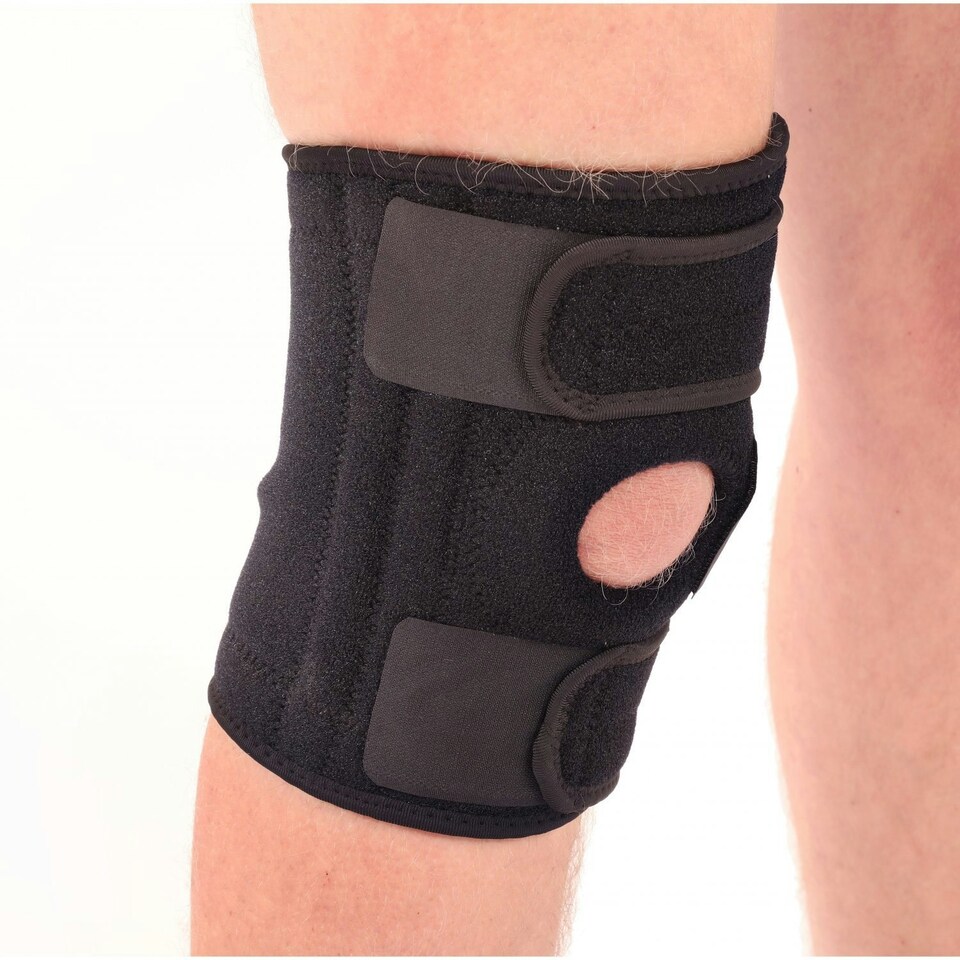 image 1 of Oypla Adjustable Knee Support Open-Patella Compression Stabiliser Brace Sleeve Black | One Size