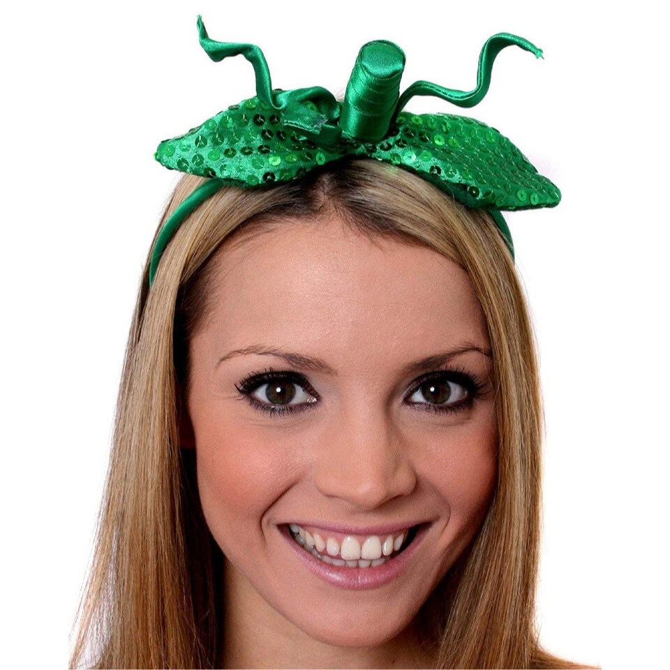 image 1 of Pack of 1 Sequin Pumpkin Headband Green | One Size