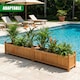 image 9 of GEEZY Wooden Rectangular Garden Flower Planters Brown Set of 2