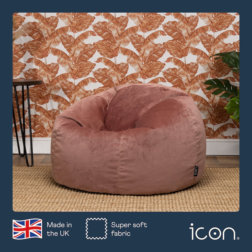image 1 of Kingston Classic Velvet Bean Bag Chair Dusk Pink Bean Bags | Pink | Dusk Pink | 1
