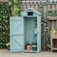 image 2 of Outsunny Wooden Garden Storage Shed Outdoor Tool Storage Box, Blue