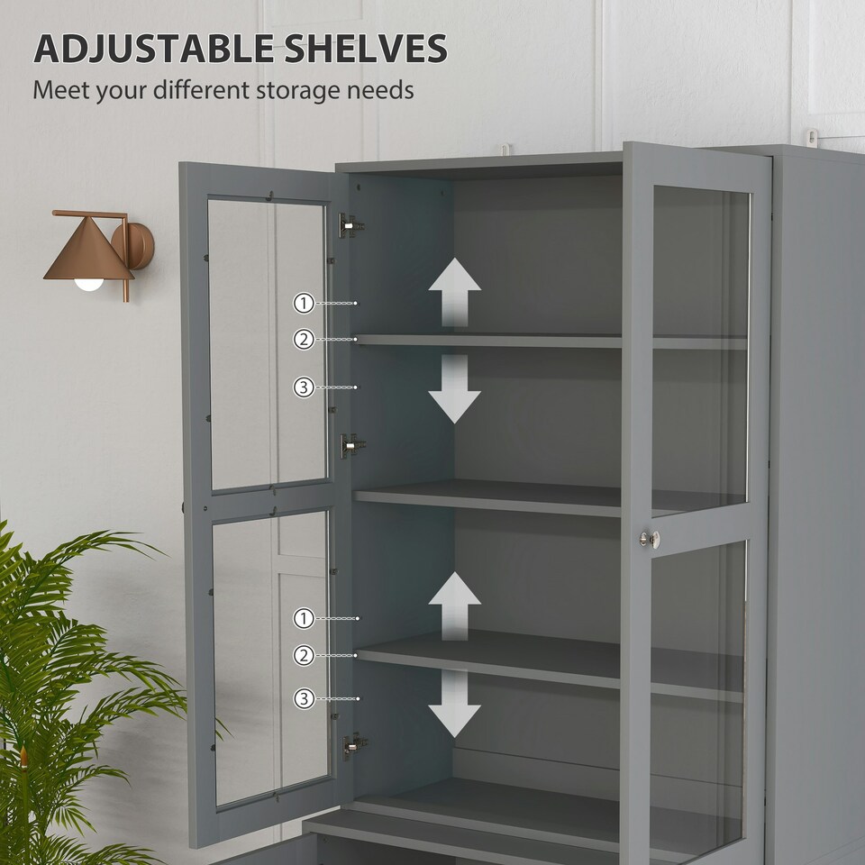 image 1 of HOMCOM Modern Bookcase Display Storage Cabinet Grey