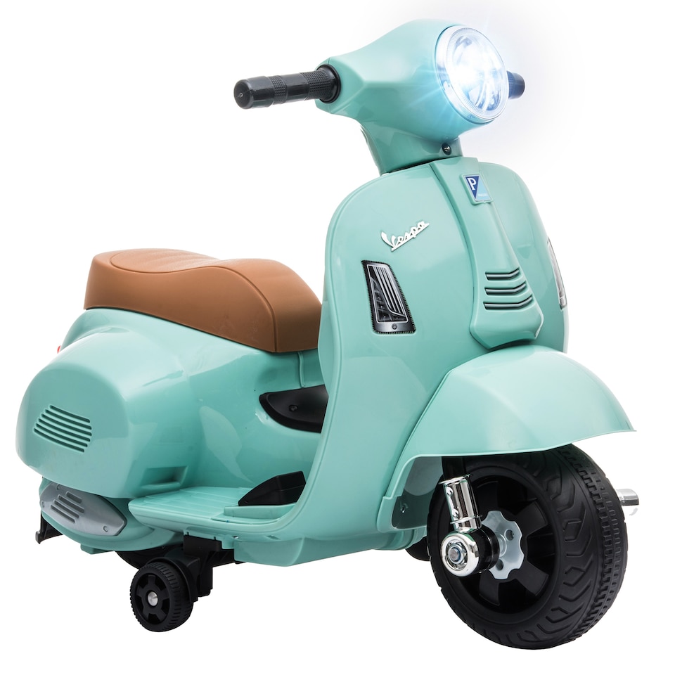 image 1 of HOMCOM Vespa Licensed Kids Ride On Motorcycle, 6V Battery Powered, Green