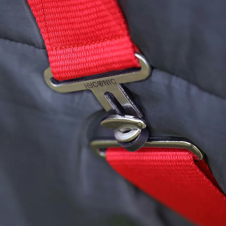 image 1 of HYCONIC Standard-Neck 100g Horse Stable Rug - Charcoal/Red - 5´ 6"