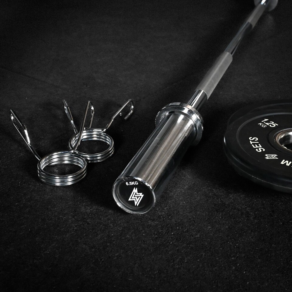 image 1 of GYM SETS GymSets Olympic 2" Barbell | - 4ft Barbell + Clips / Silver