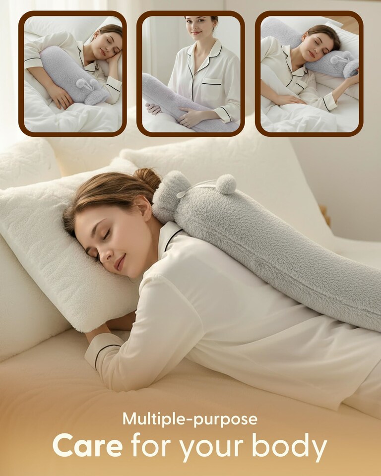 image 1 of Keplin Extra Long Hot Water Bottle 2 Litre Natural Rubber with Fleece Cover
