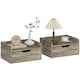 image 1 of HOMCOM Floating Nightstands Set of 2, Nightstand with Drawer | Grey | Natural wood | 40W x 30D x 19.5H cm