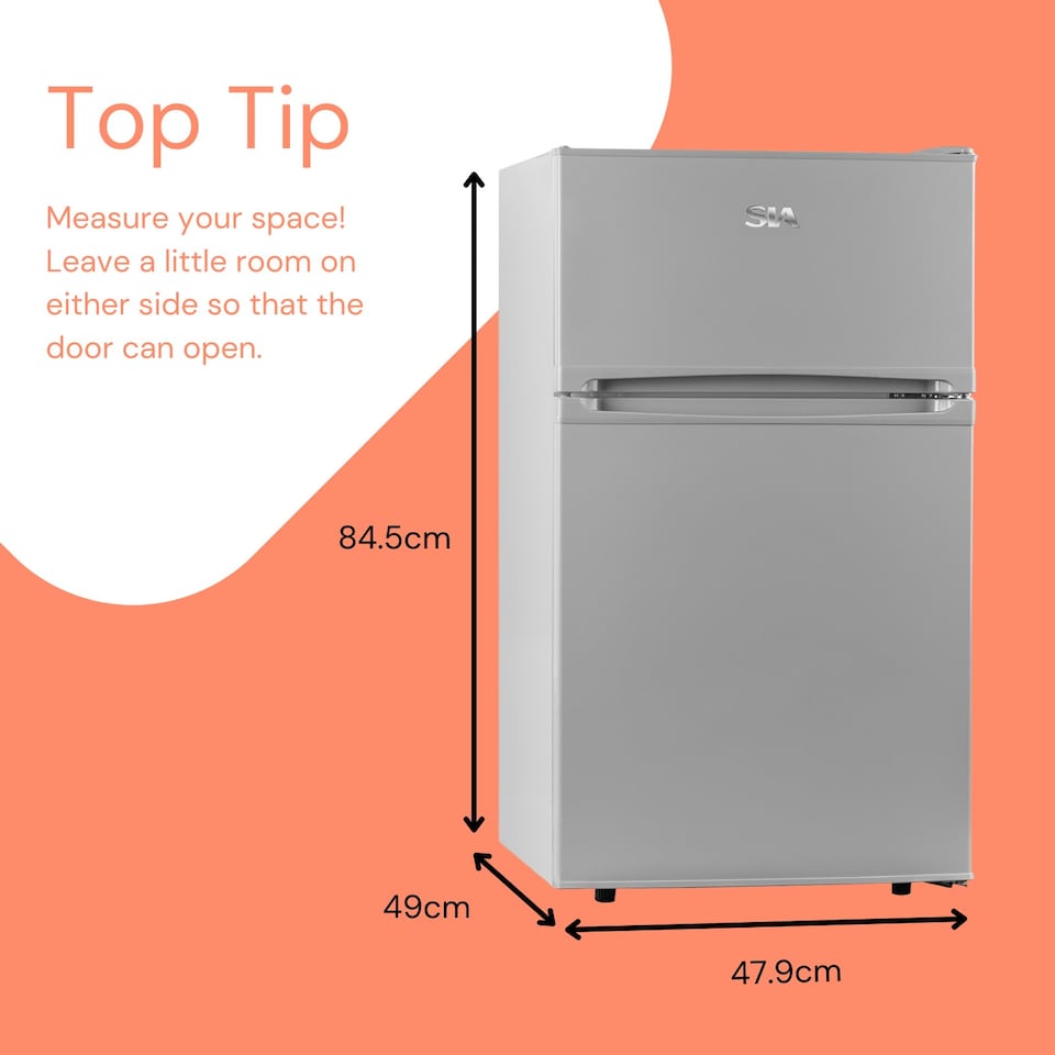 image 1 of SIA UFF01SS/E 88L Silver/Grey Freestanding Small Compact Under Counter 2 Door Fridge Freezer Silver
