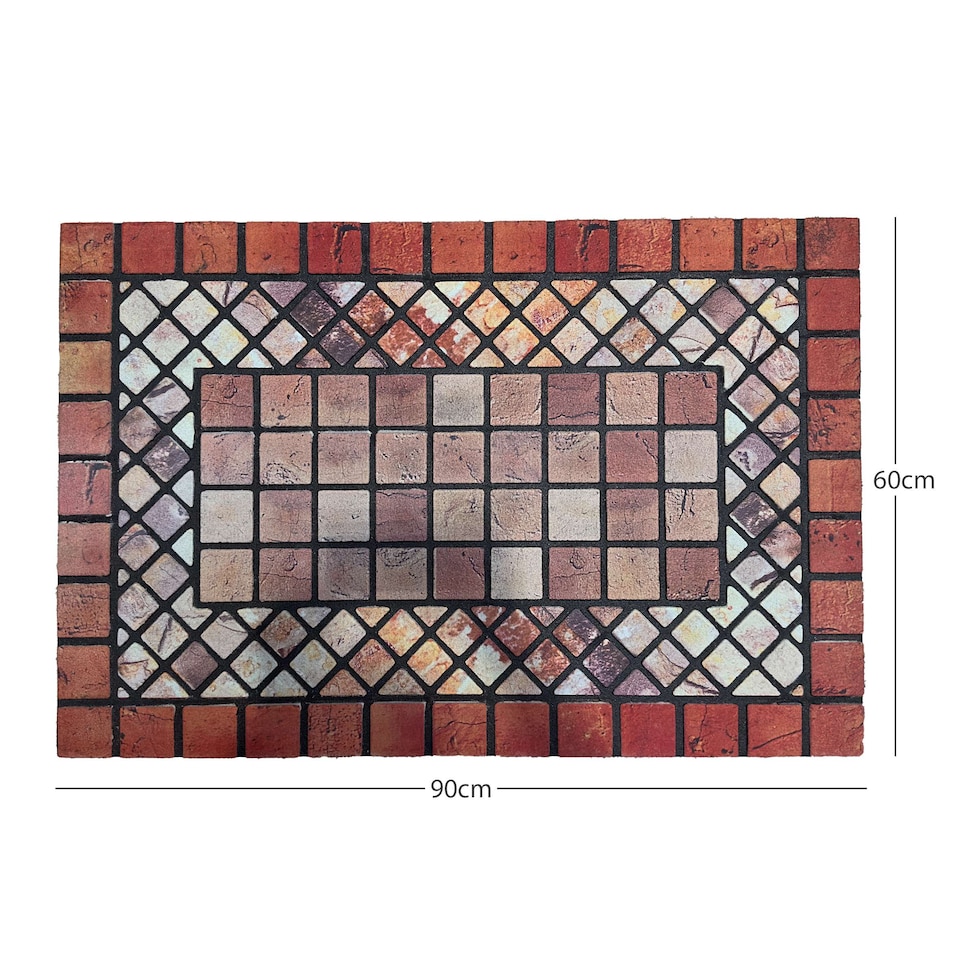 image 1 of Nicoman Rubber Elegant Red Tile Doormat - 90x60cm