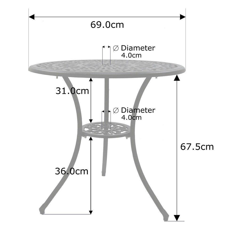 image 1 of Centurion Supports POSITANO Garden and Patio Grey Cast Aluminium Bistro Table