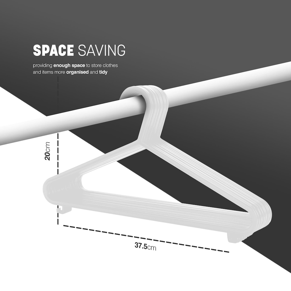 image 1 of Keplin Adult Plastic Coat Hangers Strong Slim Space Saving with Trouser Bar and Hooks