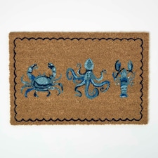 Homescapes Blue Sea Animal Non-Slip Coir Doormat