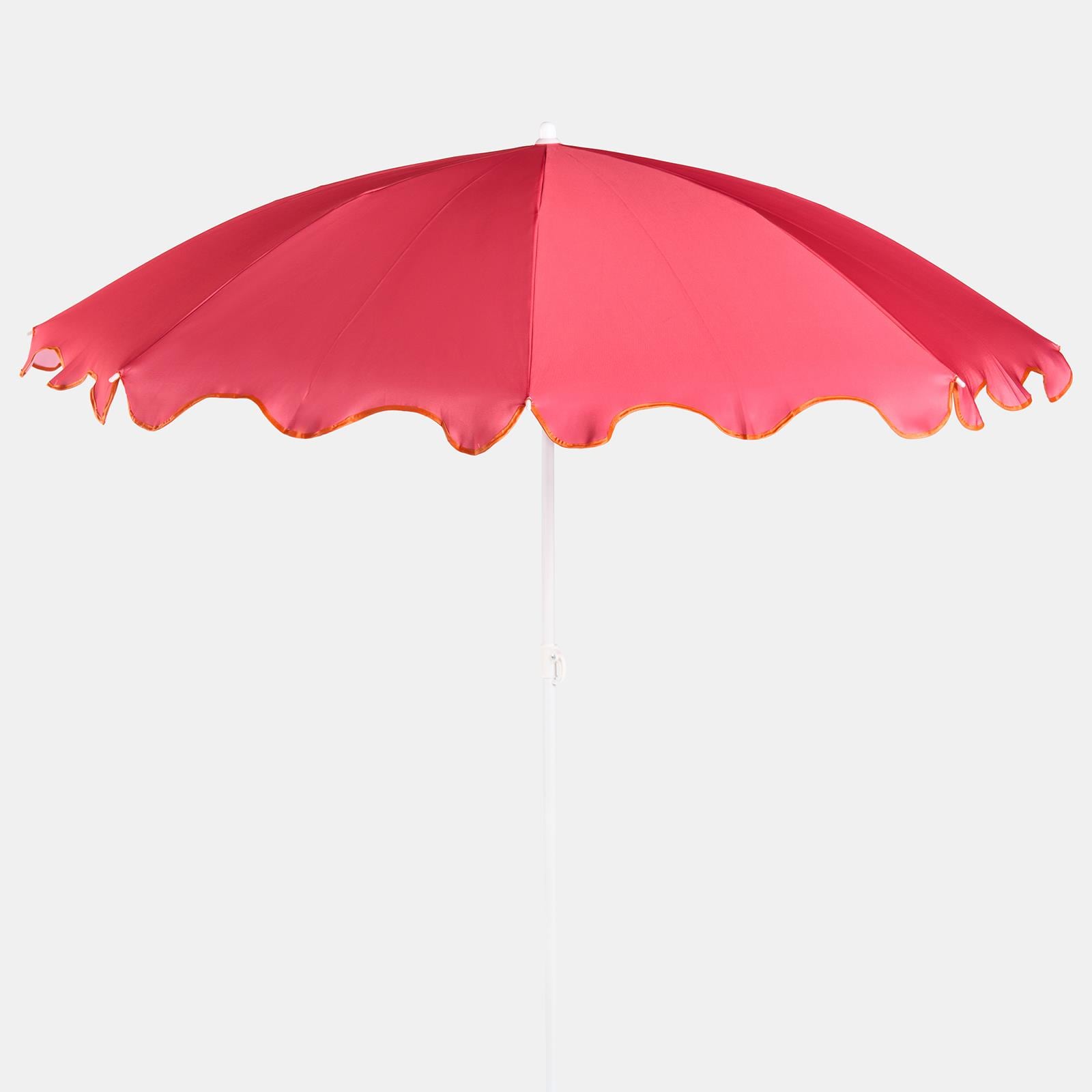 OHS Scallop Edge Parasol Umbrella Garden Outdoor Canopy Sun Shade | Pink | Pink/Orange