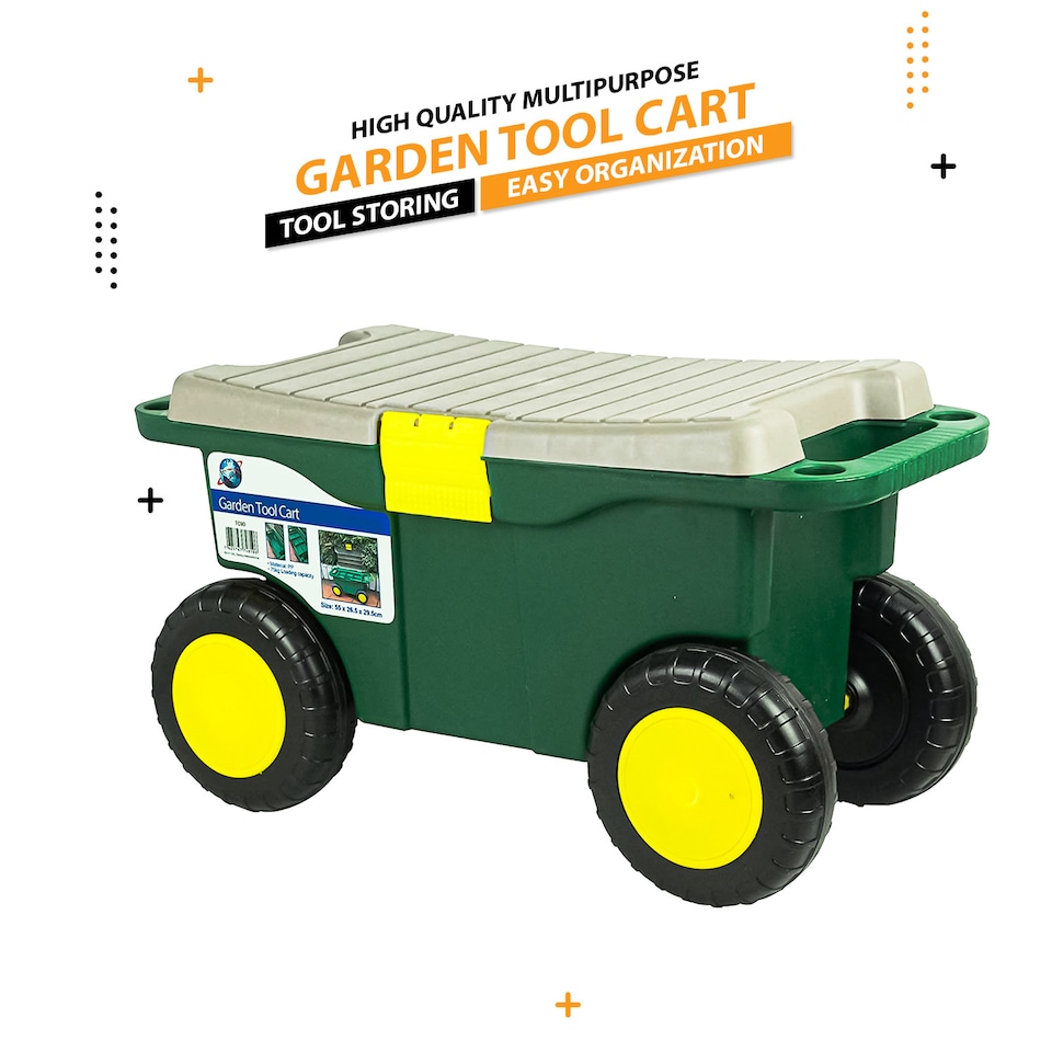 image 1 of Wheeled Garden Tool Cart Weeding Stool Garden Kneeler Tool Storage Container