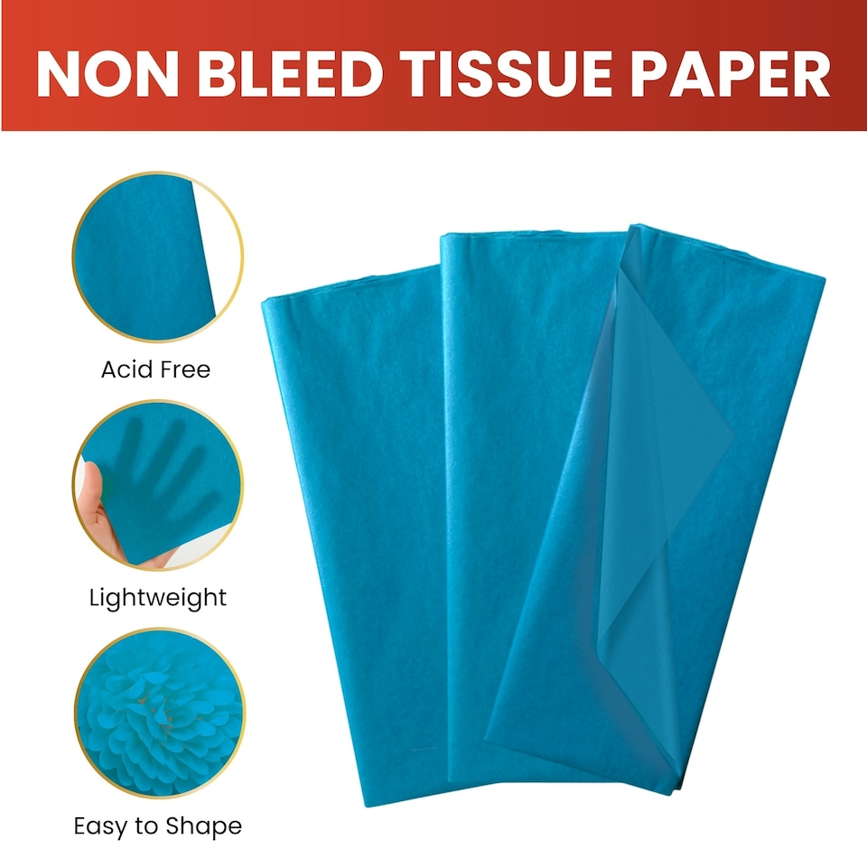 image 1 of Pack of 10 Turquoise Acid Free 50 x 70cm Tissue Paper Sheets