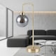 image 4 of Toner - Satin Brass with Smoked Glass Globe Table Lamp | Gold | Grey | Medium | 1
