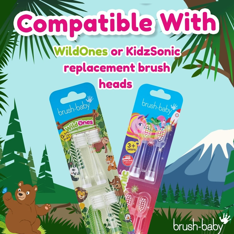 image 1 of Brush Baby WildOnes™ Bear Kids Electric Rechargeable Toothbrush
