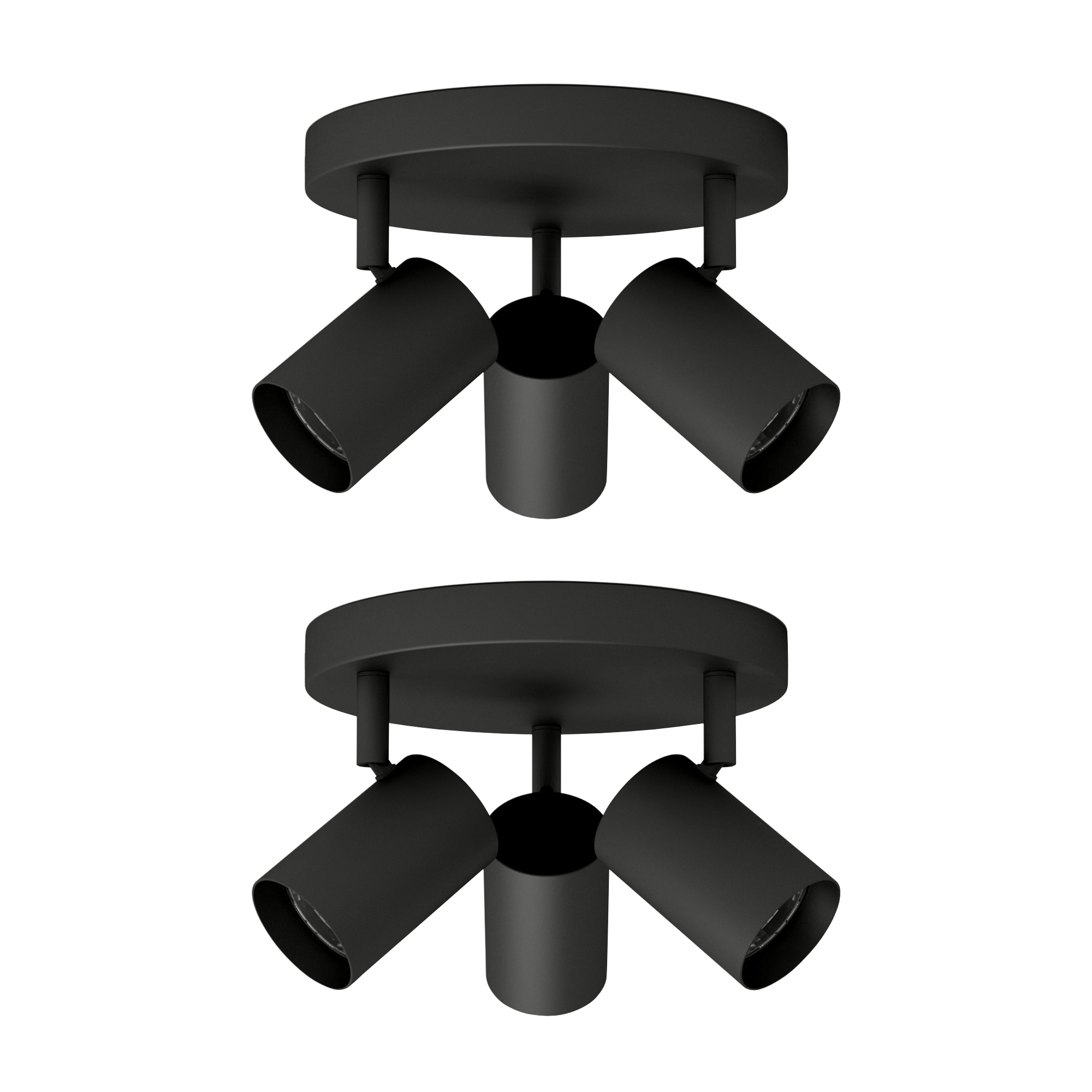 First Choice Lighting Set of 2 Eden Black Bathroom 3 Light Round Adjustable Spotlights