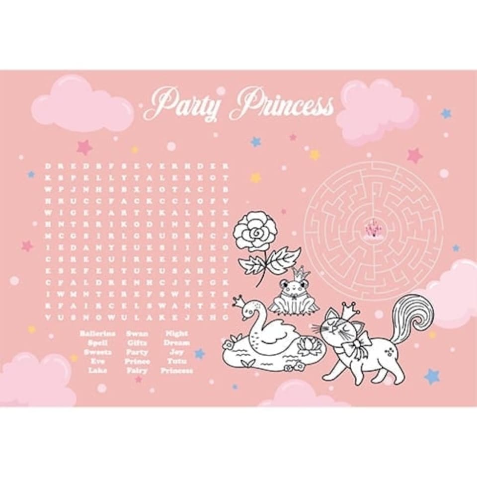 A4 Princess Activity Placemat Sheet