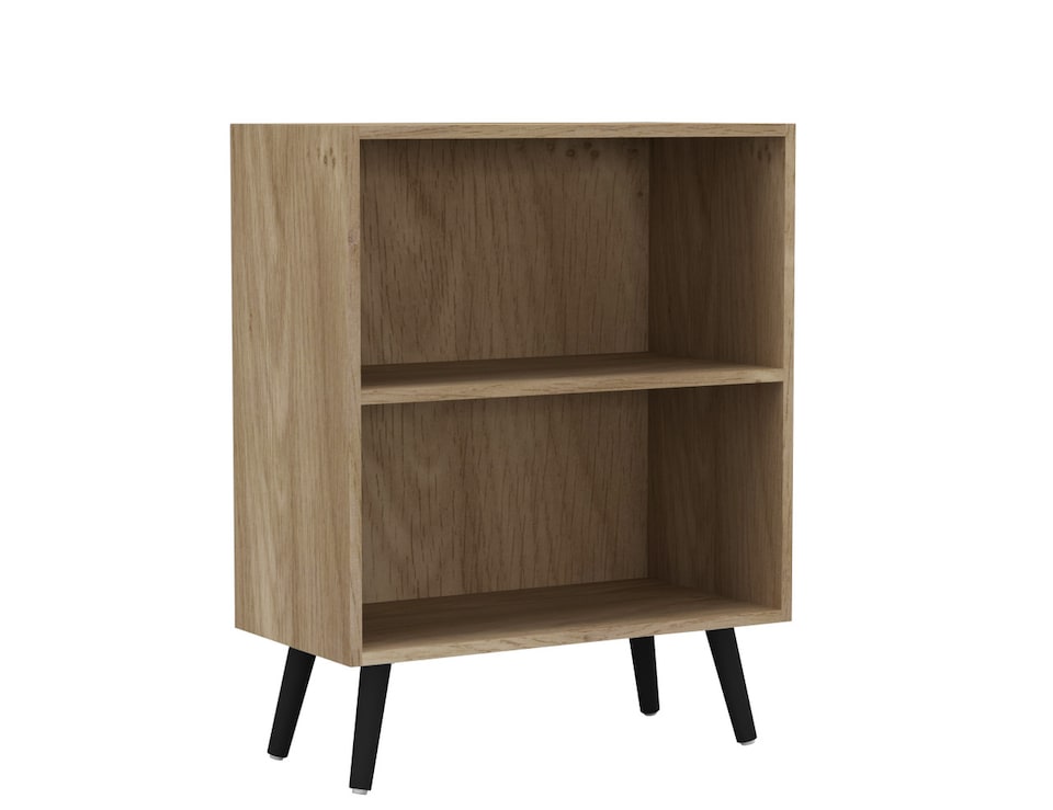 image 1 of 2-Tier Wooden Cabinet With Legs | Brown | Oak & Black | 1