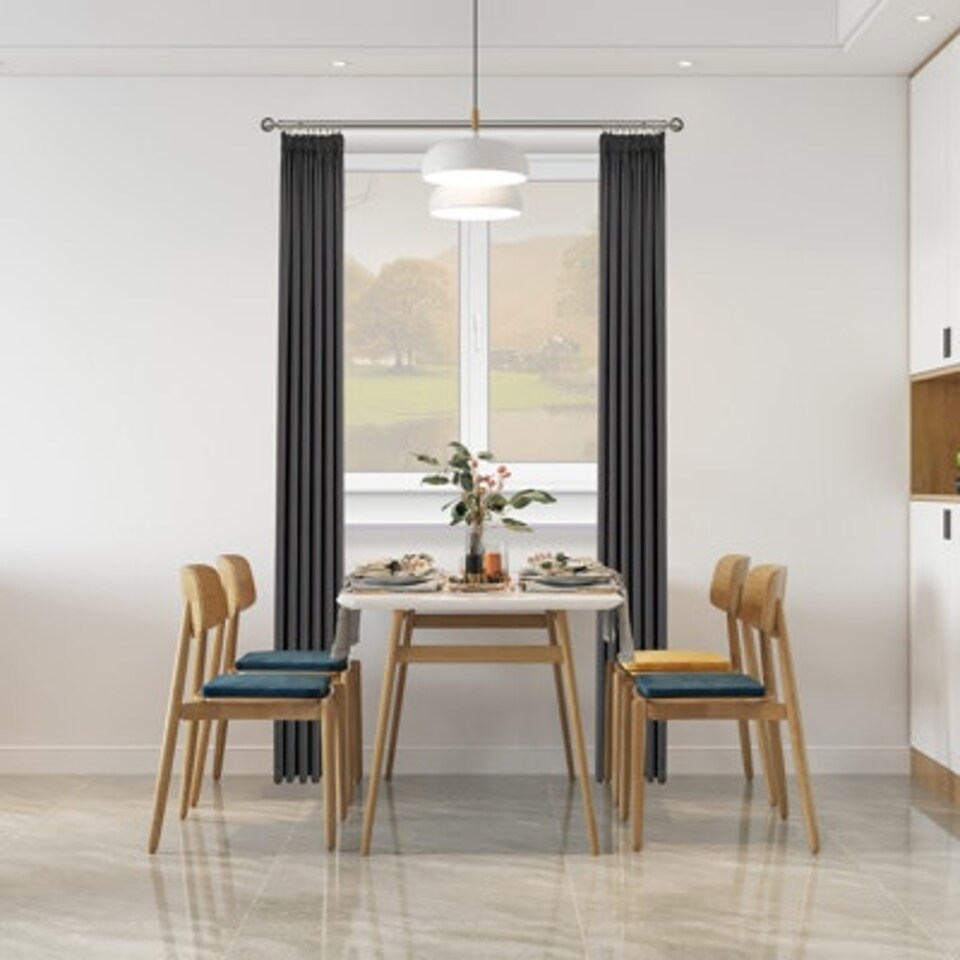 image 1 of 25-28mm Ball End Satin Silver Metal Curtain Pole Set 200 - 380cm | Silver | Silver