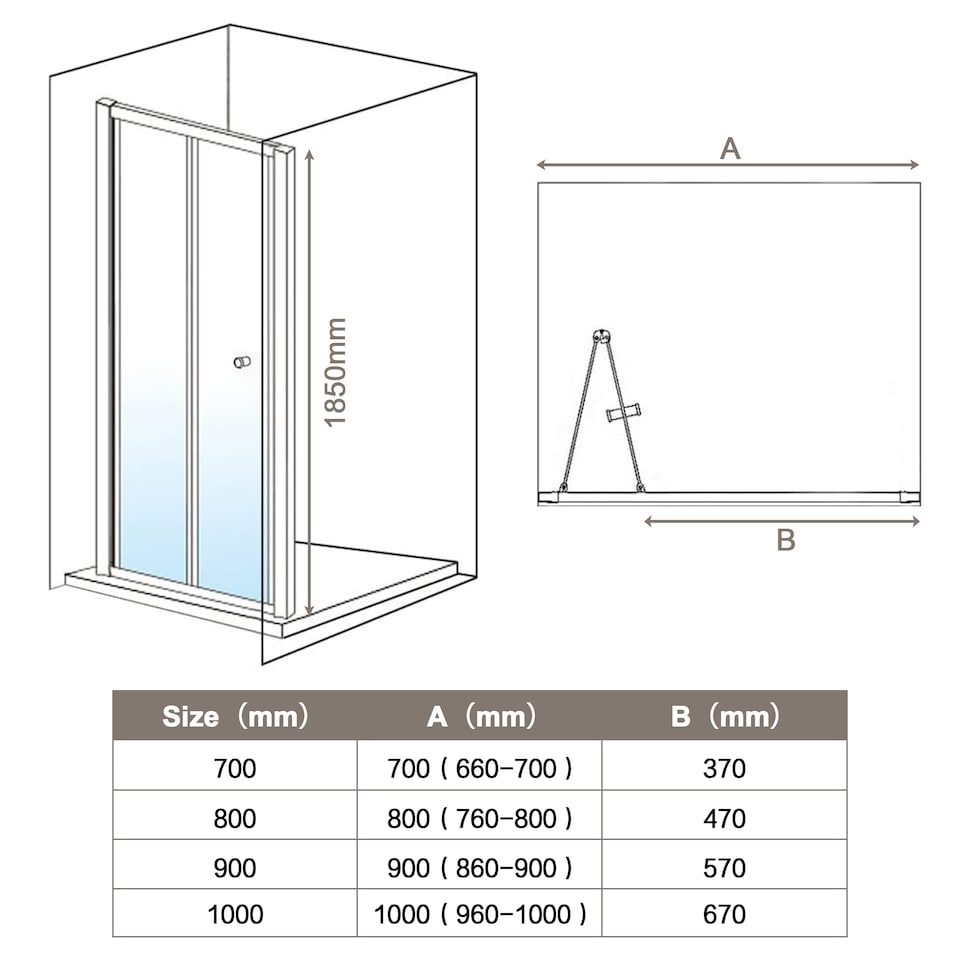 image 1 of 900x700mm Bifold Shower Door Enclosure with Stone Resin Shower Tray Toughened Safety Glass Screen