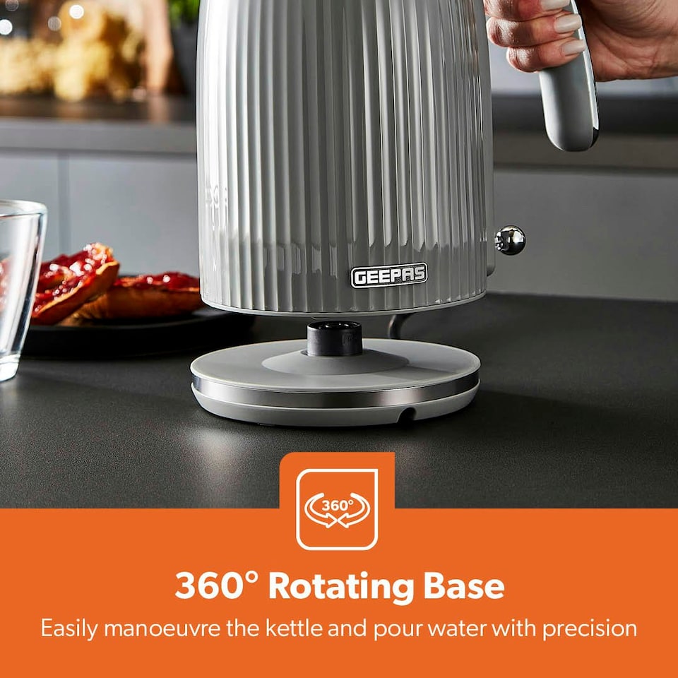 image 1 of GEEPAS 1.7L Electric Kettle 3000W 360° Rotational Base Cordless Kettle, Grey