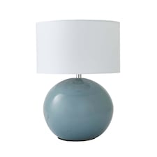 ValueLights Bosco Eucalyptus Ceramic Table Lamp with White Drum Shade