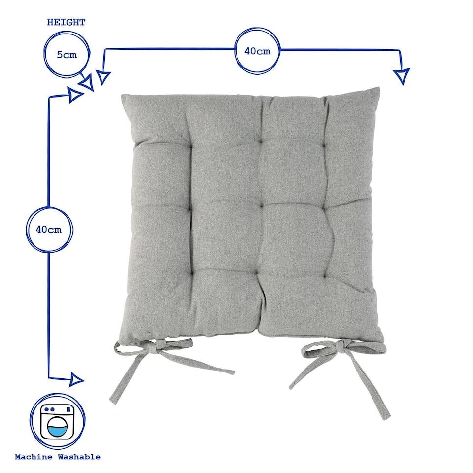 image 1 of Harbour Housewares Square Garden Chair Seat Cushion - Grey | Grey | Grey