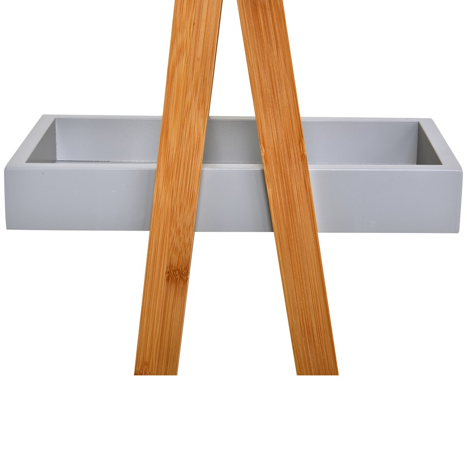 image 1 of kleankin Bathroom Storage Shelves, 3-Tier Slim Shelving Unit, Freestanding Bamboo Shelf Unit, A Frame Space Saver Toilet Rack, Natural