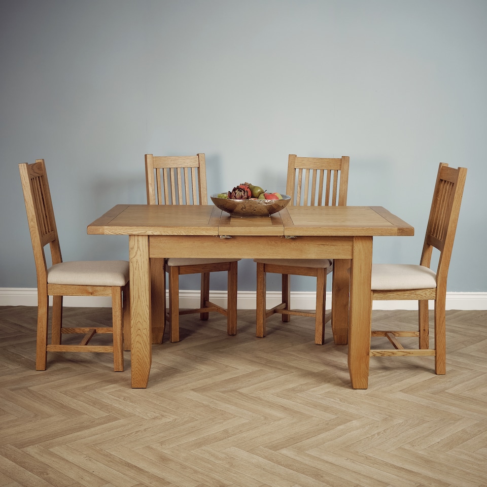 image 1 of Rustic Oak Extending Dining Kitchen Table 78×90×120 cm Extending to 150 cm