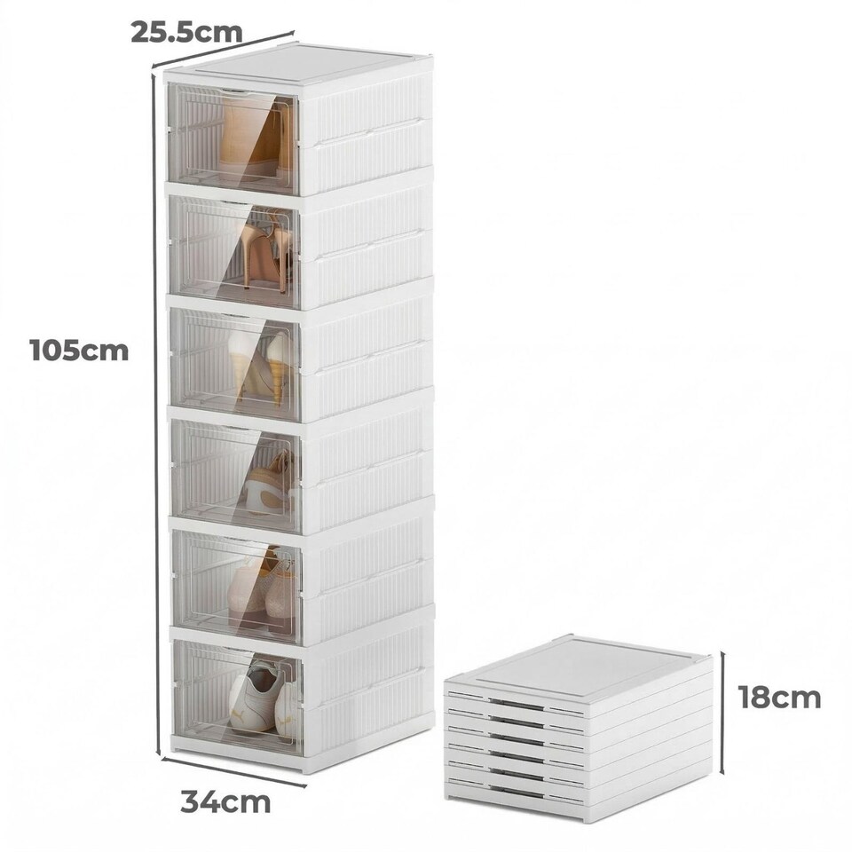 image 1 of Levede Shoe Box Foldable Home Shoe Shelf Ventilated Storage Organizer 6 Pcs