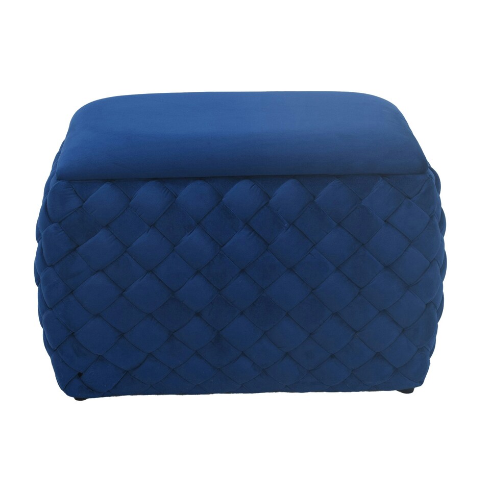 image 1 of Plumeo Velvet Storage Ottoman - Dark Blue