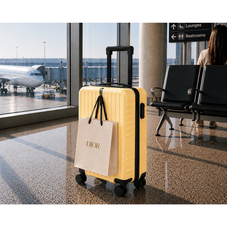 image 1 of Ezy Flo 20 Inch Cabin Hard Shell Suitcase Carry On Spinner Travel Luggage with Hook